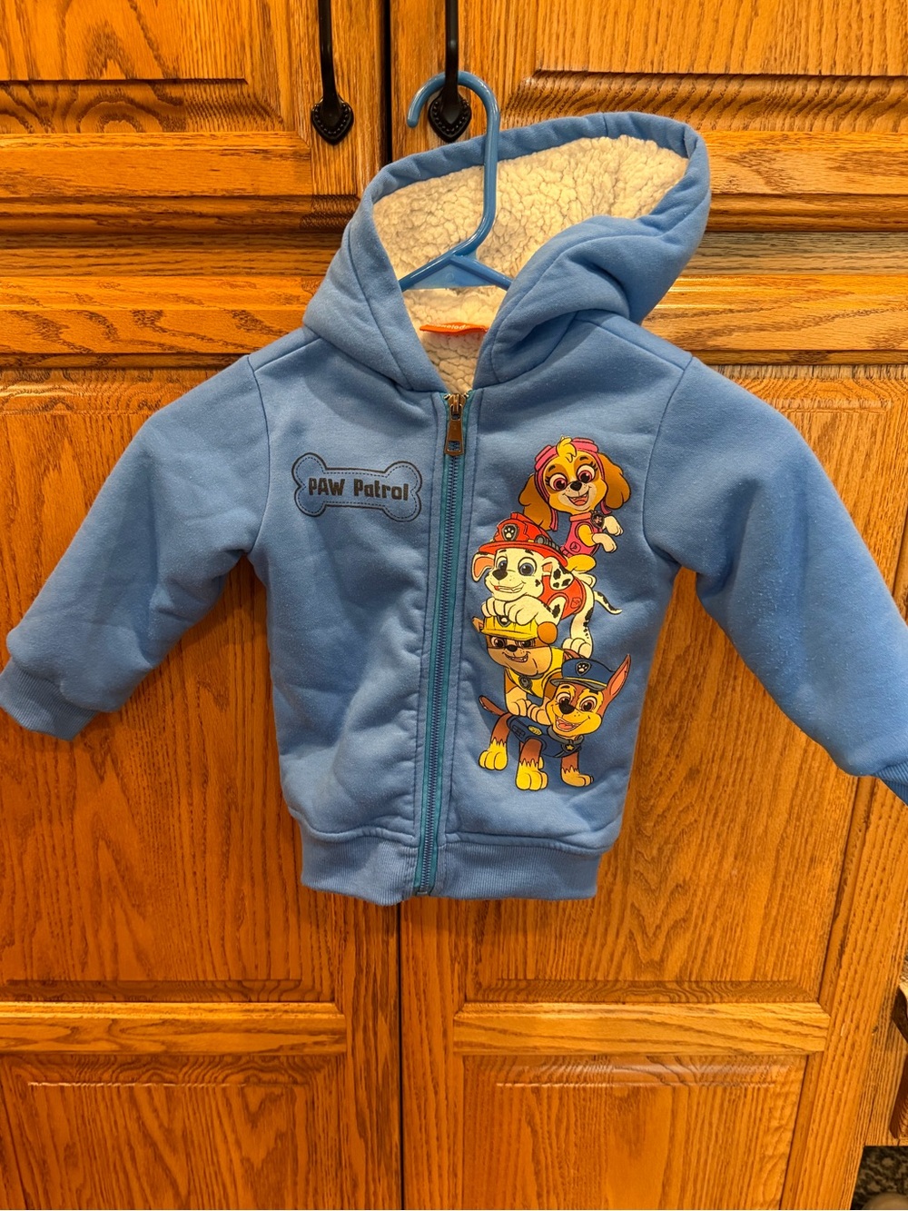 Paw Patrol Bright Blue Sherpa-Lined Hoodie with Character Print size 2T